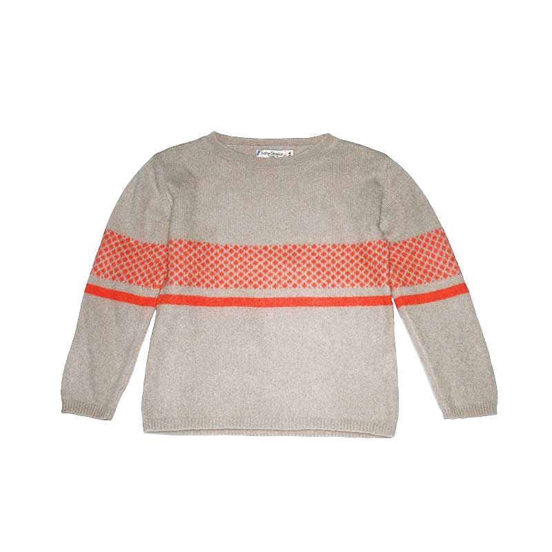 An appealing image featuring "The Cashmere Patterned Sweater," adorned with intricate patterns and crafted from sumptuous cashmere. This sweater combines style and warmth, making it a perfect choice for chilly days with a touch of fashionable flair.