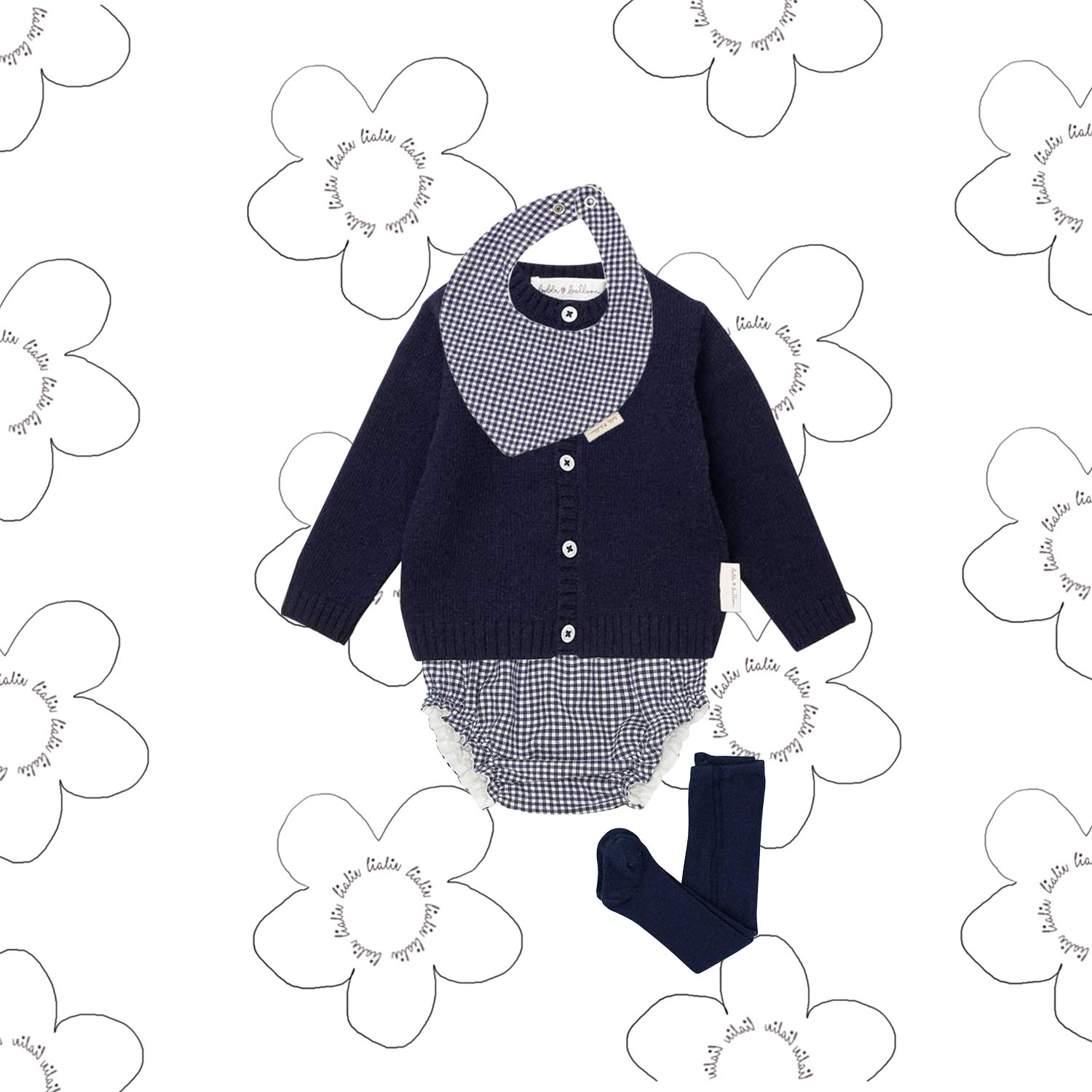A charming image displaying "The Bloomer Set," an adorable infant outfit ensemble featuring a playful combination of bloomers and a matching top. Crafted for comfort and style, this set is perfect for creating precious memories with your little one